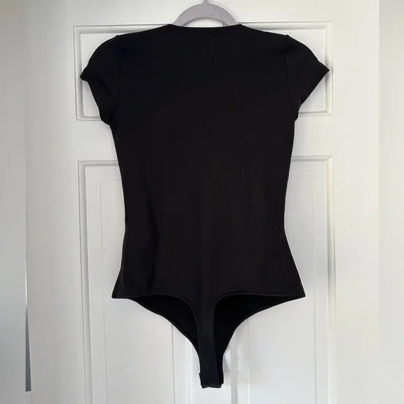 Free People Intimately Black Square Neck Short Sleeve Bodysuit in Size Small - Picture 7 of 13